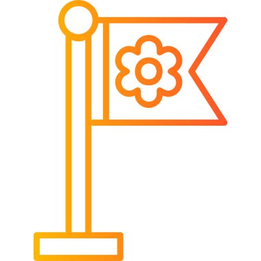 Bayrak direği ve sakura çiçeği. Web simgesi illüstrasyonu 