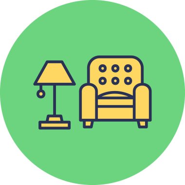 İç tasarım simgesi, modern tasarım illüstrasyonu