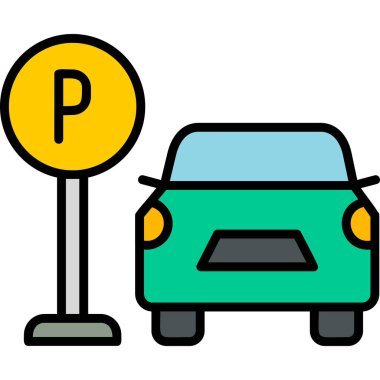 park arabası renk vektörü simgesi, düz tasarım