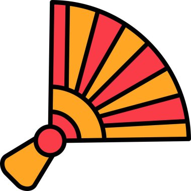 Çin el vantilatörü. Web simgesi vektör illüstrasyonu 