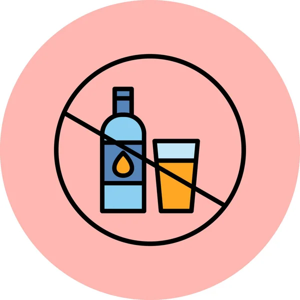 いいえアルコールシンプルなウェブアイコンのイラスト — ストックベクタ