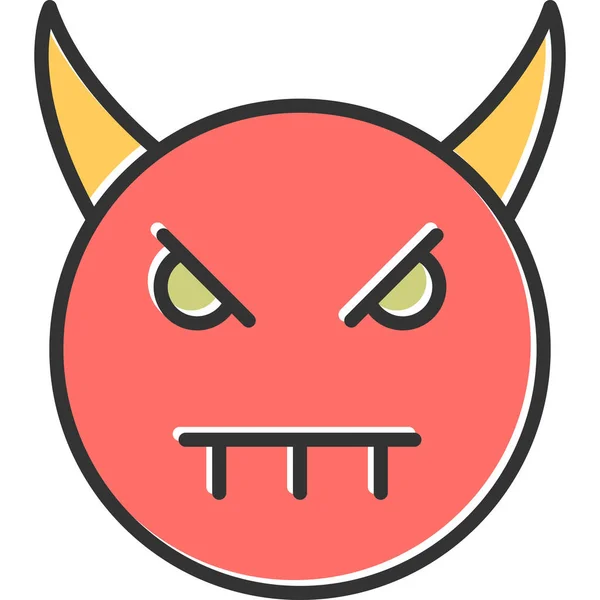 Cara Diablo Ilustración Simple Símbolo Maligno — Vector de stock