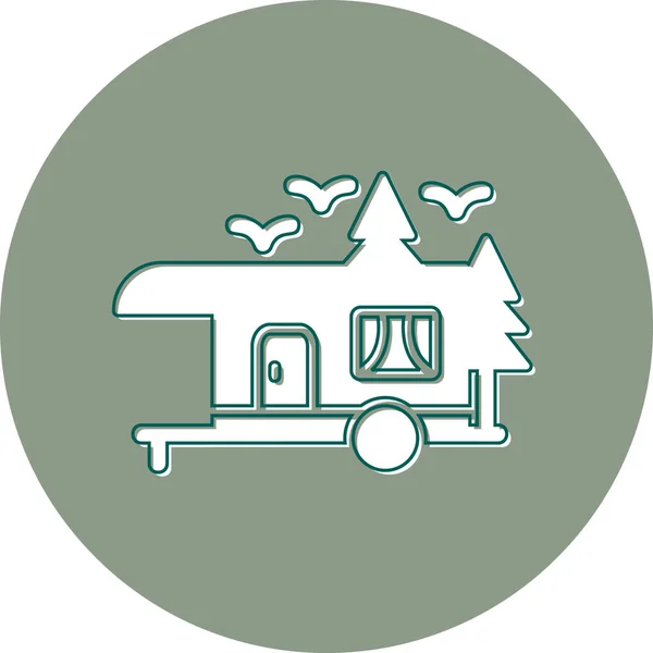 Camping Trailer Modern Icon Vector Illustration — Stock Vector