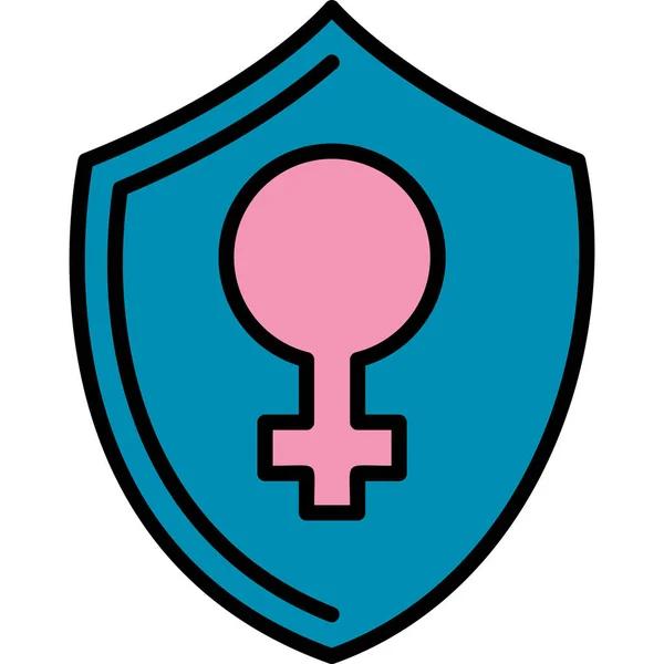 Escudo Icono Vector Ilustración Símbolo Femenino — Archivo Imágenes Vectoriales
