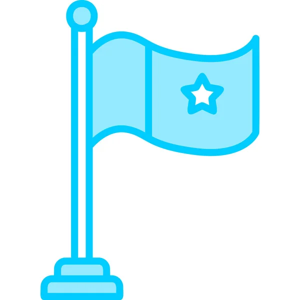Tyč Vlajky Hvězdou Ilustrace Ikon Webu — Stockový vektor
