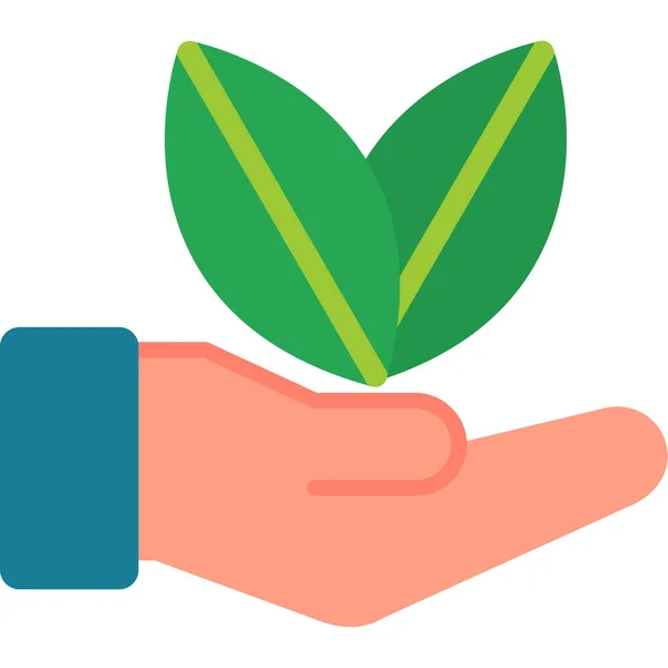 Hand Holding Leaves Vector Illustration — Stock Vector