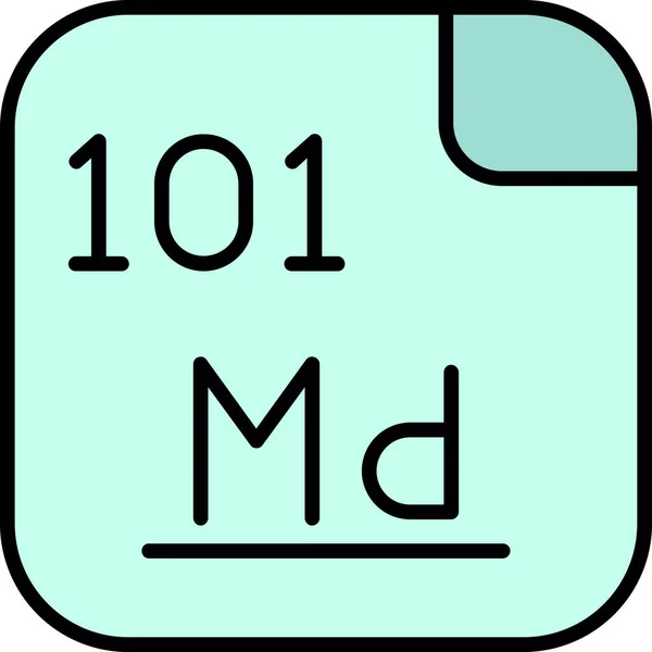 Mendelevium Elemento Sintetico Con Simbolo Numero Atomico 101 Elemento Transuranico — Vettoriale Stock