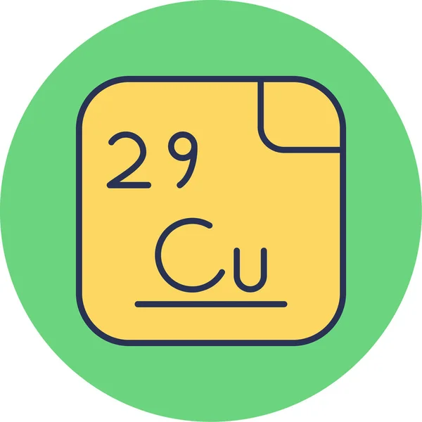 Cobre Elemento Químico Web Ilustración Simple — Vector de stock