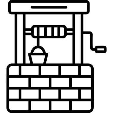 Brick su kuyusu. Web simgesi basit illüstrasyon