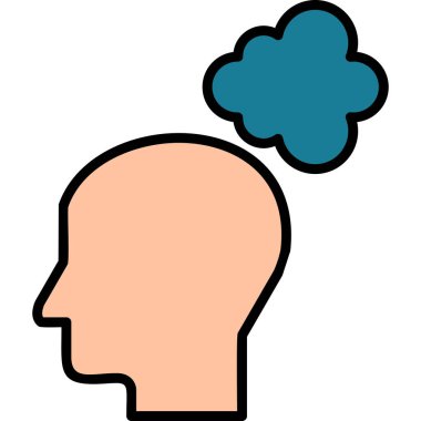 İnsan kafa simgesinin vektör çizimi. Düşünce