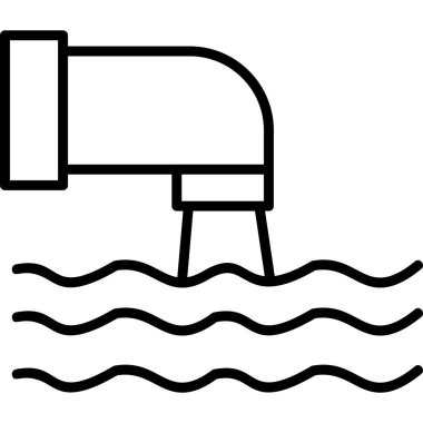 Atık Su, çizgi ikon vektör çizimi