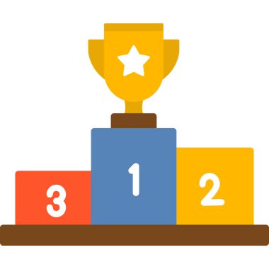 Şampiyon ikonu kupa ile, ağ basit illüstrasyon