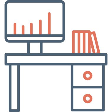 Ofis masası Web simgesi basit illüstrasyon 