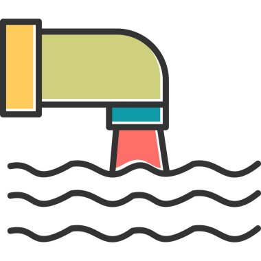 Atık Su, çizgi ikon vektör çizimi