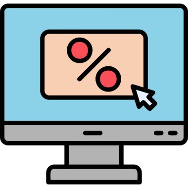 Online İndirim. Web simgesi vektör illüstrasyonu 