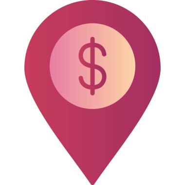 simple web icon of Dollar Location and pin 