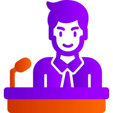 Man on Conference with microphone, User logo, simple icon for web page 