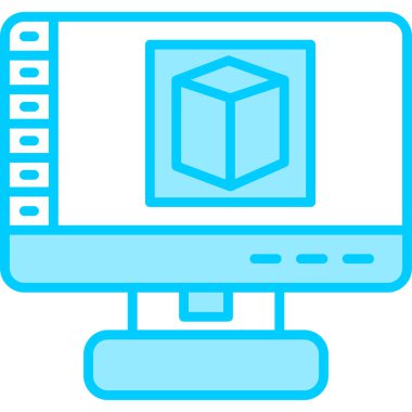 Bilgisayar monitörü. Basit bir çizim. 3B tasarım vektör simgesi