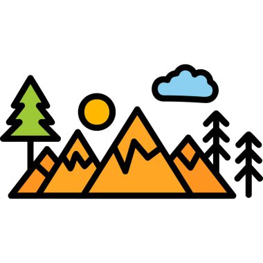 Peyzaj. Web simgesi basit illüstrasyon