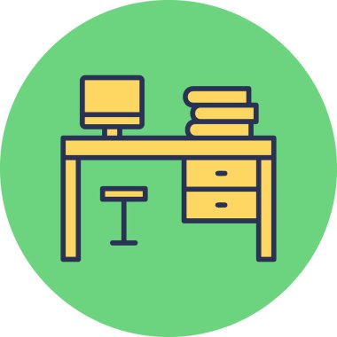 Ofis masası Web simgesi basit illüstrasyon 