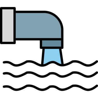 Atık Su, çizgi ikon vektör çizimi