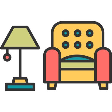 İç tasarım simgesi, modern tasarım illüstrasyonu