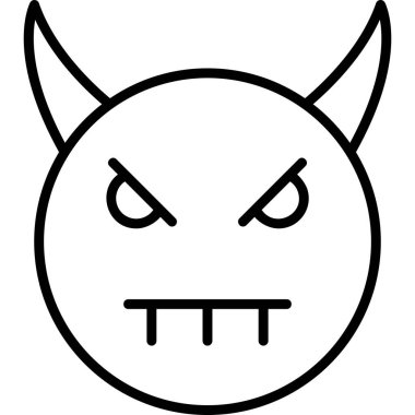 Şeytan surat. Basit bir çizim. Kötü sembol  