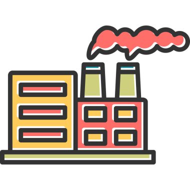 Nükleer santral simgesi, vektör illüstrasyonu basit tasarım