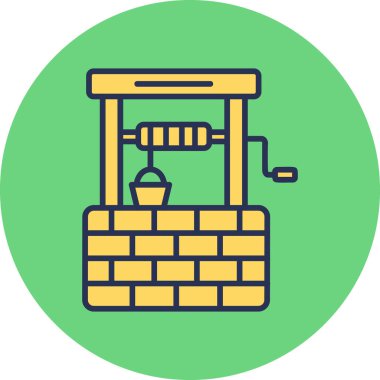 Brick su kuyusu. Web simgesi basit illüstrasyon