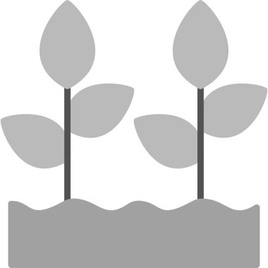 Toprak ve büyüyen bitkiler. Web simgesi basit illüstrasyon