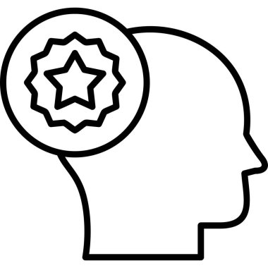 Düz bir yıldız ikonu olan insan kafası. Vektör çizimi. En sevdiği sembol