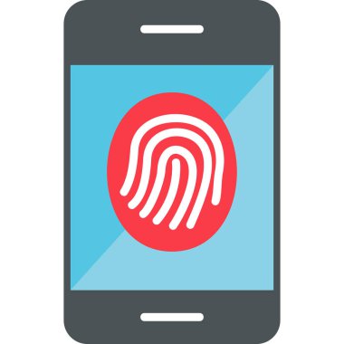 Mobil ekranda parmak izi, akıllı telefon aygıtının dijital illüstrasyonu 