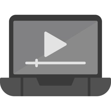 dizüstü bilgisayar ekran simgesi. Video Reklamının düz çizimi 