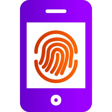 Mobil ekranda parmak izi, akıllı telefon aygıtının dijital illüstrasyonu 