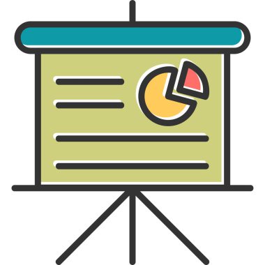 presentation with pie chart. web icon simple design 