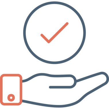 İşaretleme simgesiyle el. Kalem vektör sembollü kontrol işaretinin basit çizimi 