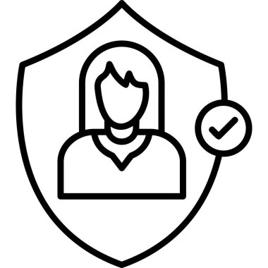 Güvenli bir kadın. Web simgesi basit illüstrasyon