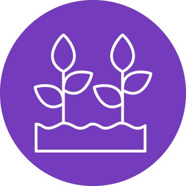 Toprak ve büyüyen bitkiler. Web simgesi basit illüstrasyon