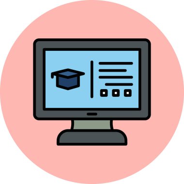 Çevrimiçi eğitim modern simgesi, vektör illüstrasyonu 