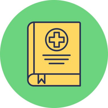 Tıp kitabı ikonu, modern tasarım illüstrasyonu