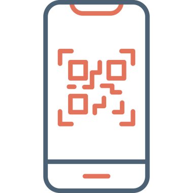 QR kodlu cep telefonu, web illüstrasyon tasarımı