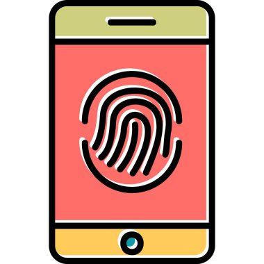 Mobil ekranda parmak izi, akıllı telefon aygıtının dijital illüstrasyonu 