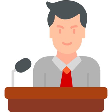 Man on Conference with microphone, User logo, simple icon for web page 