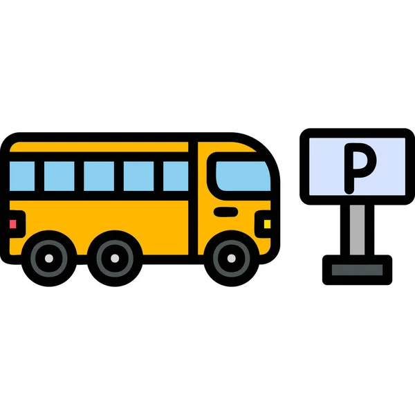 Ônibus Estacionamento Ícone Moderno Ilustração Vetorial — Vetor de Stock
