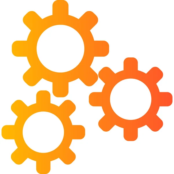 齿轮矢量图标 风格是双色平符号 橙色和灰色颜色 白色背景 — 图库矢量图片