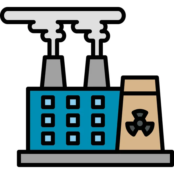 Icona Della Centrale Nucleare Illustrazione Vettoriale Design Semplice — Vettoriale Stock