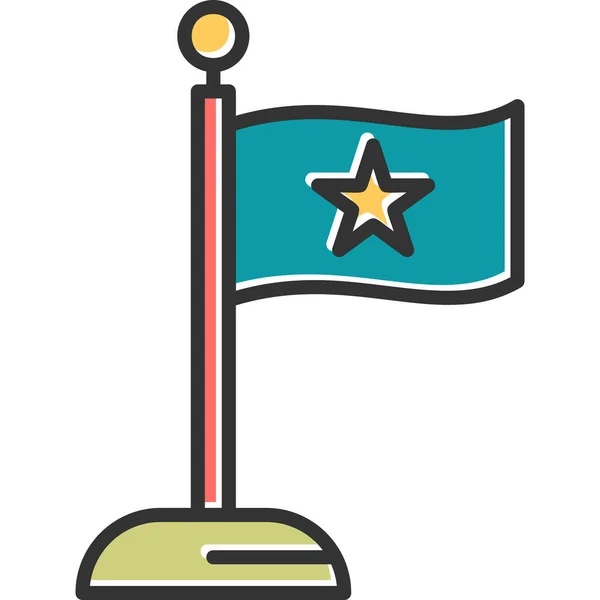 Tyč Vlajky Hvězdou Ilustrace Ikon Webu — Stockový vektor