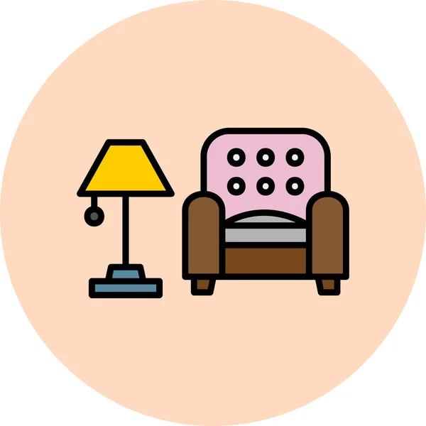 Icono Diseño Interiores Ilustración Diseño Moderno — Vector de stock