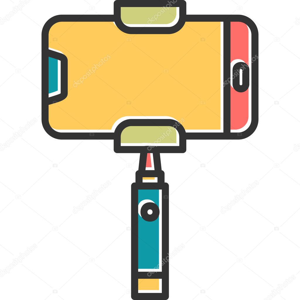 Selfie Stick vector colour icon 