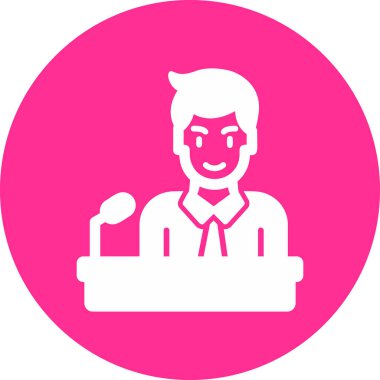 Man on Conference with microphone, User logo, simple icon for web page 